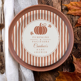 Plato De Papel Elegantes calabazas y chupetes para baby shower