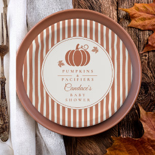 Plato De Papel Elegantes calabazas y chupetes para baby shower