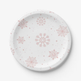 Plato De Papel Elegantes copas de nieve rosadas Winter Wonderland