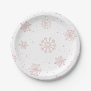 Plato De Papel Elegantes copas de nieve rosadas Winter Wonderland