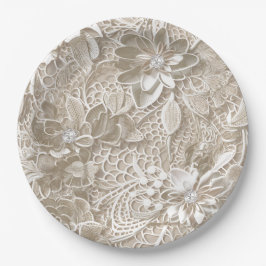 Plato De Papel Elegantes estos encajes y diamantes