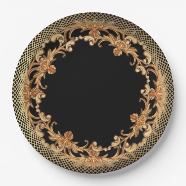 Plato De Papel Elegantes hojas de oro Occasions Placas de papel (Anverso)