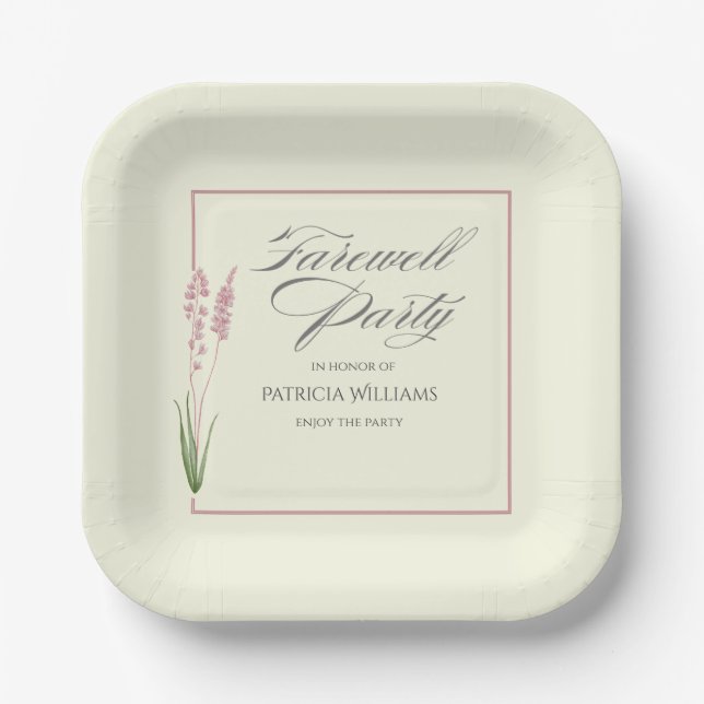 Plato De Papel Elegantes mujeres Pastel Wildflower Fiesta de desp (Anverso)