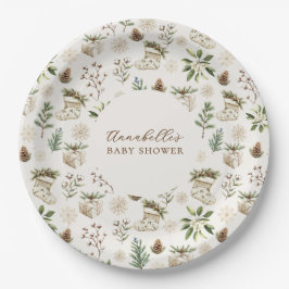 Plato De Papel Elegantes Navidades acuarelas o Baby Shower invern