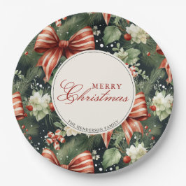 Plato De Papel Elegantes Navidades Cheer Candy Cane Bows Personal