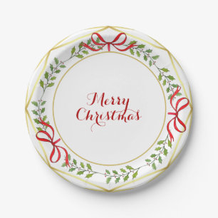 Plato De Papel Elegantes Navidades de acuarela de vacaciones