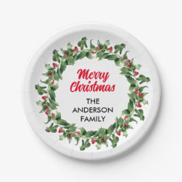 Plato De Papel Elegantes Navidades de la familia Red Berry