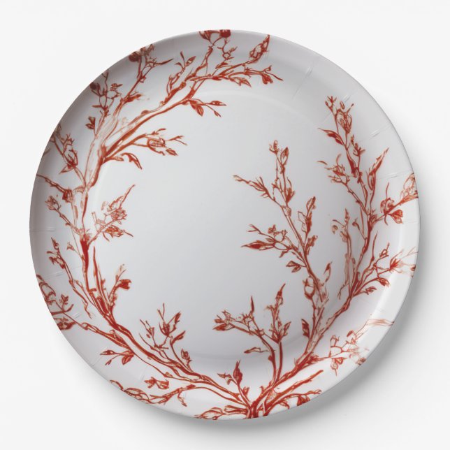 Plato De Papel Elegantes Navidades de Red Toile (Anverso)