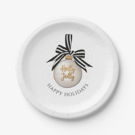Plato De Papel Elegantes Navidades Felices Fiestas Bauble