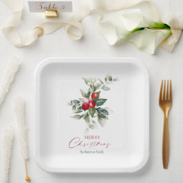 Plato De Papel Elegantes Navidades Holly
