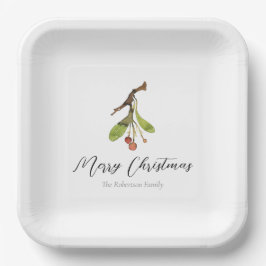 Plato De Papel Elegantes Navidades Mistletoe