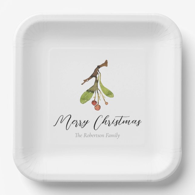 Plato De Papel Elegantes Navidades Mistletoe (Anverso)