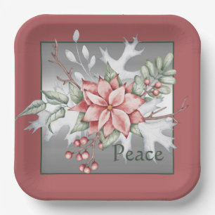 Plato De Papel Elegantes Navidades personalizados de poinsettia d