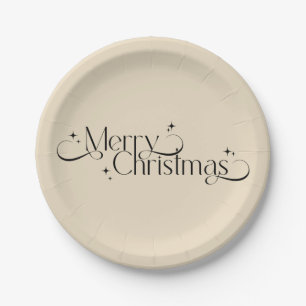 Plato De Papel Elegantes Navidades Vintage en negro y oro