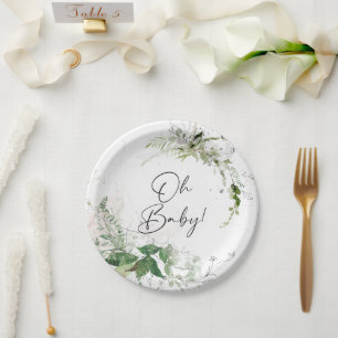 Plato De Papel Elegantes placas de Baby Shower verdes
