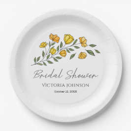 Plato De Papel Elegantes placas de ducha con flores amarillas