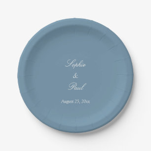 Plato De Papel Elegantes placas de papel Boda azul turbio