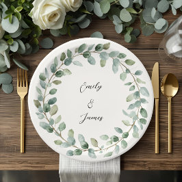 Plato De Papel Elegantes placas de papel Boda de vegetación botán
