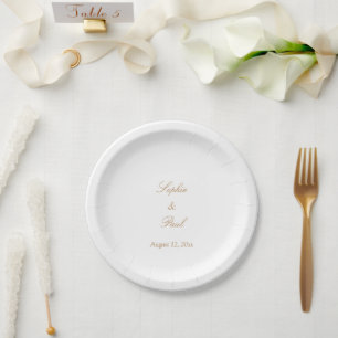 Plato De Papel Elegantes placas de papel de Boda de escritura bei