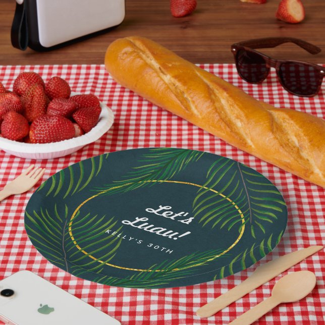 Plato De Papel Elegantes placas de papel de luau tropical (Picnic)
