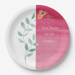 Plato De Papel Elegantes placas de papel floral rosa