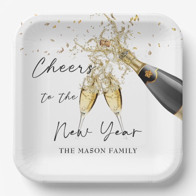 Plato De Papel Elegantes placas de papel para Fiestas de Año Nuev (Anverso)