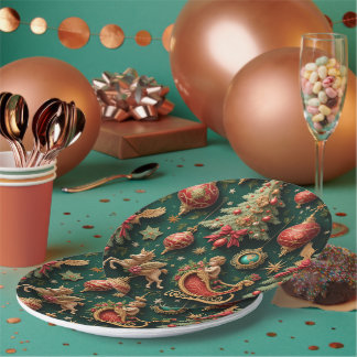 Plato De Papel Elegantes placas de papel para Navidades barrocos
