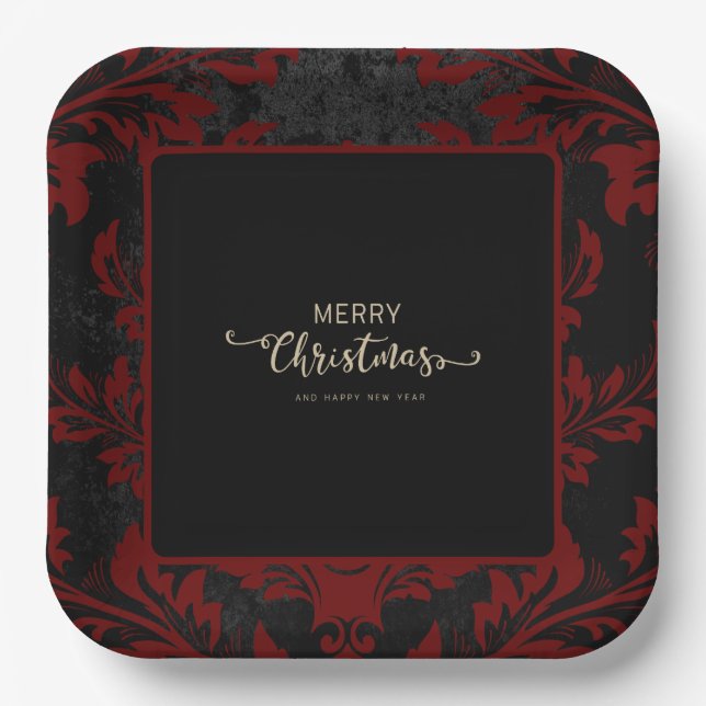 Plato De Papel Elegantes placas de papel personalizado de Navidad (Anverso)