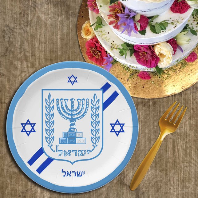 Plato De Papel Elegantes placas israelíes y bandera israelí/Fiest (Subido por el creador)