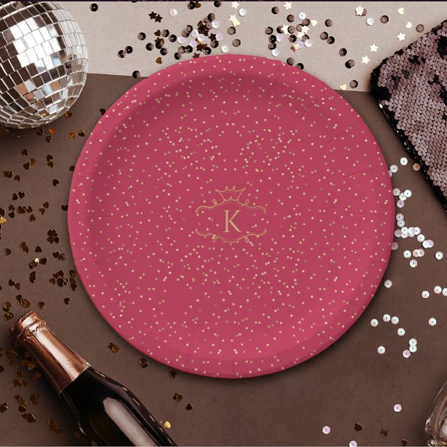 Plato De Papel Elegantes Puntos De Oro Sobre Monograma Real Magen (Subido por el creador)