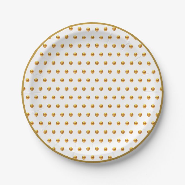 Plato De Papel Elegantes puntos de Polka Oro (Anverso)