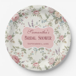 Plato De Papel Elegantes Rosas Pastel Shabby Chic Desayuno Nupcia