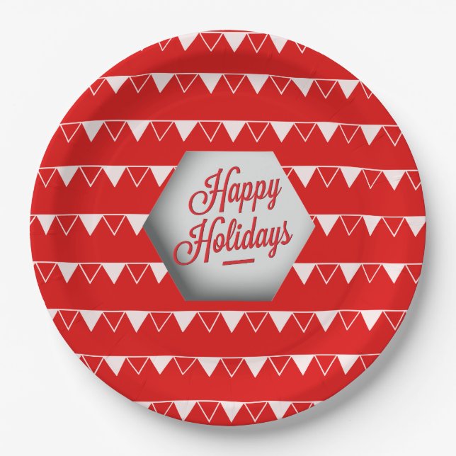 Plato De Papel Elegantes vacaciones 3D Felices (Anverso)