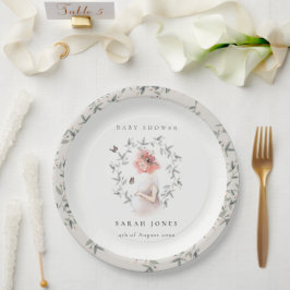 Plato De Papel Elegantes y elegantes mujeres Foliage Baby Shower