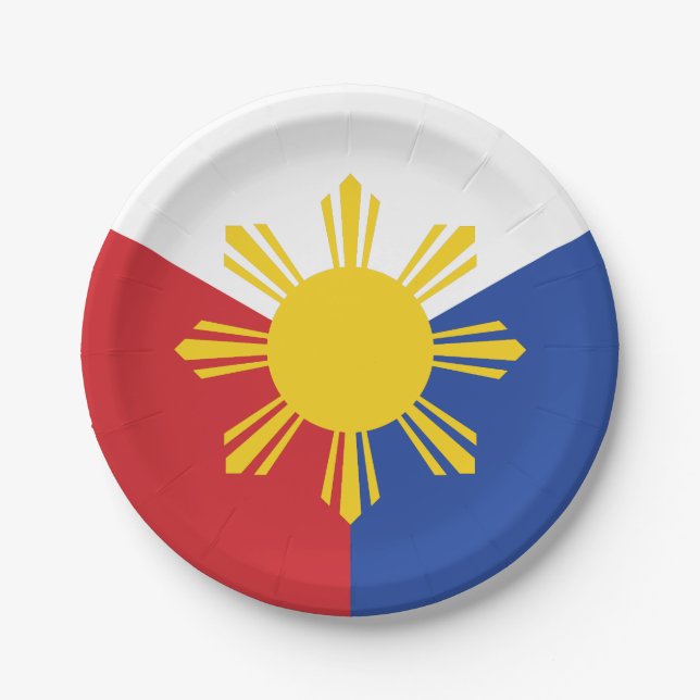 Plato De Papel Elementos de la bandera de Filipinas (Anverso)