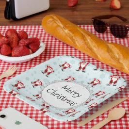Plato De Papel Elementos de Navidad Santa Claus