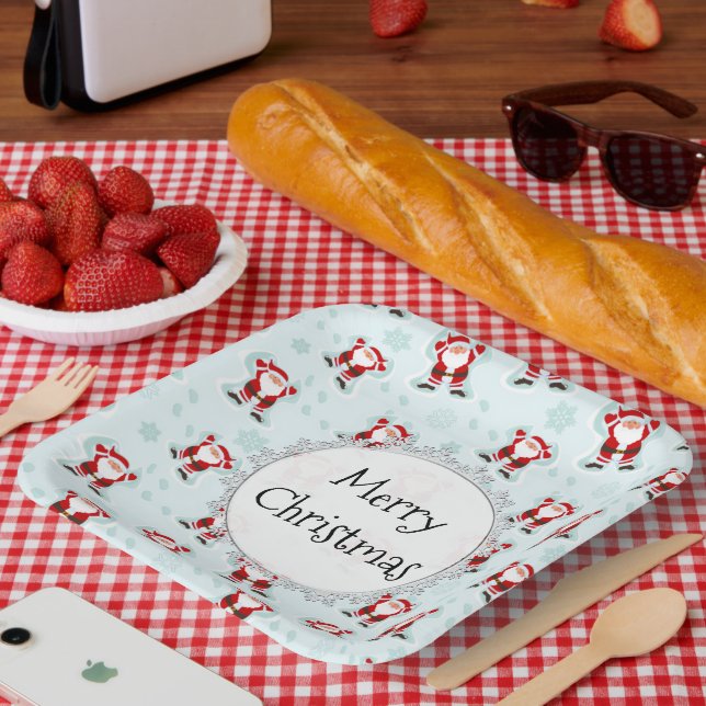 Plato De Papel Elementos de Navidad Santa Claus (Picnic)