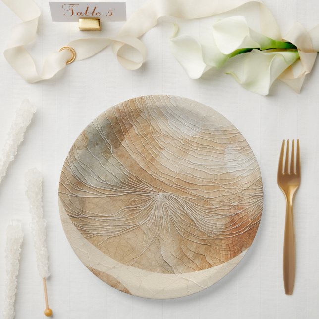Plato De Papel Elementos Naturales Neutrales Airy Bohemian Boho (Boda)