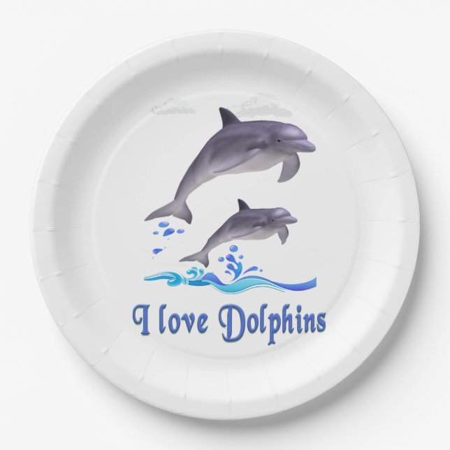 Plato De Papel Elementos para delfines (Anverso)