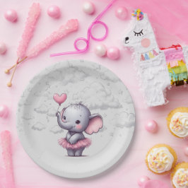 Plato De Papel Elephant Baby Shower