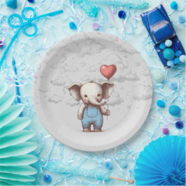Plato De Papel Elephant Baby Shower