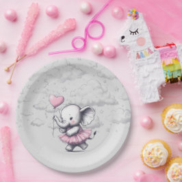 Plato De Papel Elephant Baby Shower