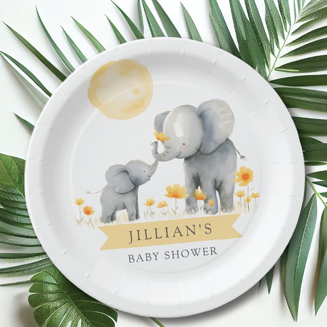 Plato De Papel Elephant besa Baby Shower es un chico (Subido por el creador)