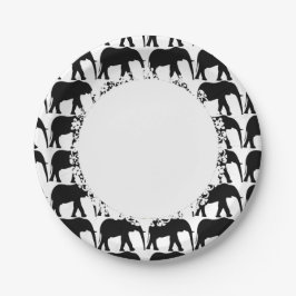 Plato De Papel Elephant-Blk-White: Lace_M-L