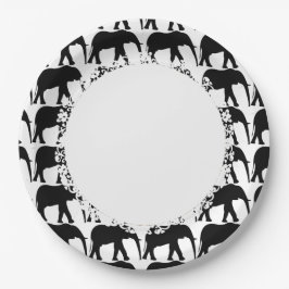 Plato De Papel Elephant-Blk-White: Lace_M-L