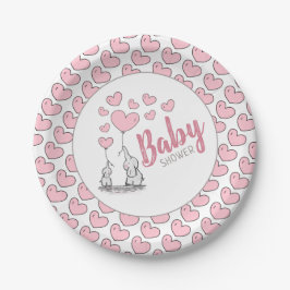 Plato De Papel Elephant Hearts Baby Shower