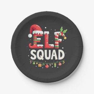Plato De Papel Elf Squad Funny Matanza Navidades
