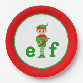 Plato De Papel Elfo Musical de Navidad Moderno
