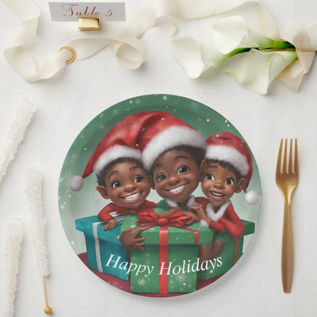 Plato De Papel Elfs, Navidades afroamericanos (Boda)