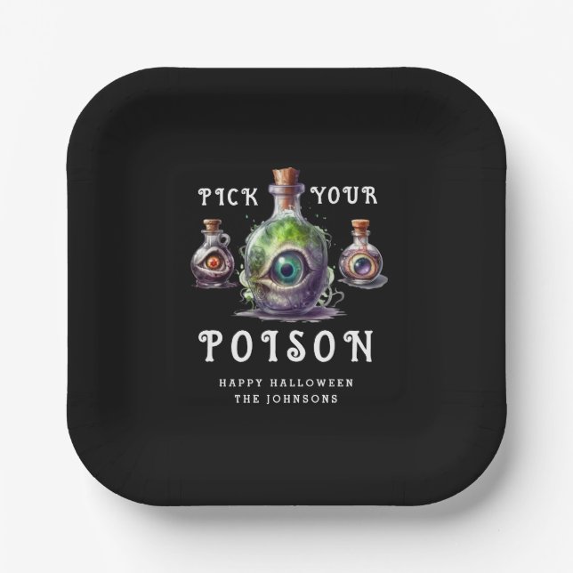 Plato De Papel Elija su Fiesta de cócteles de Halloween con venen (Anverso)